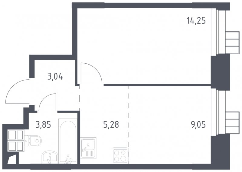 2-комнатные апартаменты с полной отделкой, 35.47 м2, 5 этаж, сдача 1 квартал 2023 г., ЖК Тропарево Парк, корпус 1.1 - объявление 1771061 - фото №1