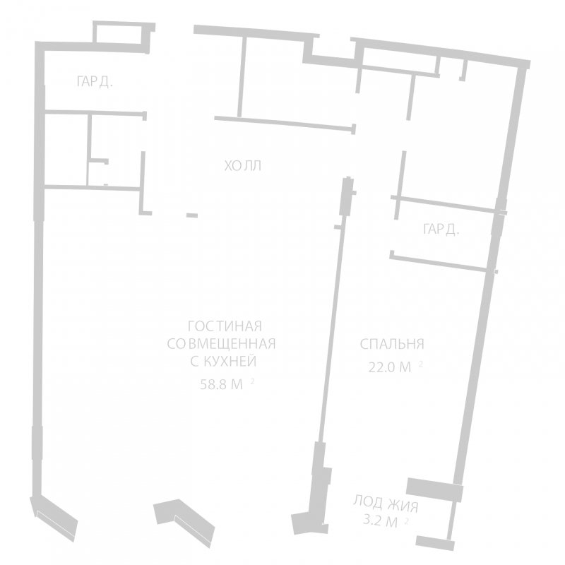 2-комнатная квартира (евро) без отделки, 131 м2, 4 этаж, дом сдан, ЖК Сколково Парк, корпус 1 - объявление 1837968 - фото №1