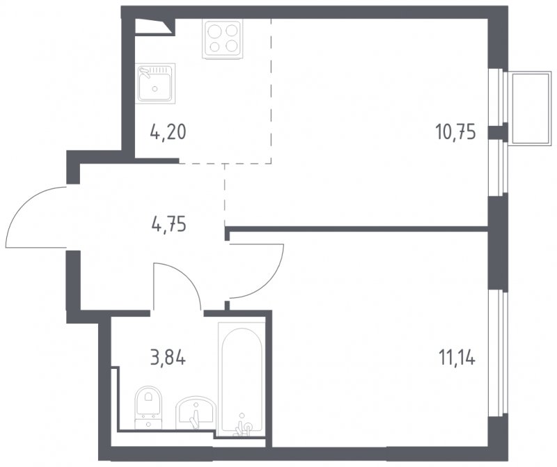 2-комнатная квартира (евро) с полной отделкой, 34.68 м2, 12 этаж, сдача 4 квартал 2024 г., ЖК Остафьево, корпус 15 - объявление 1848638 - фото №1