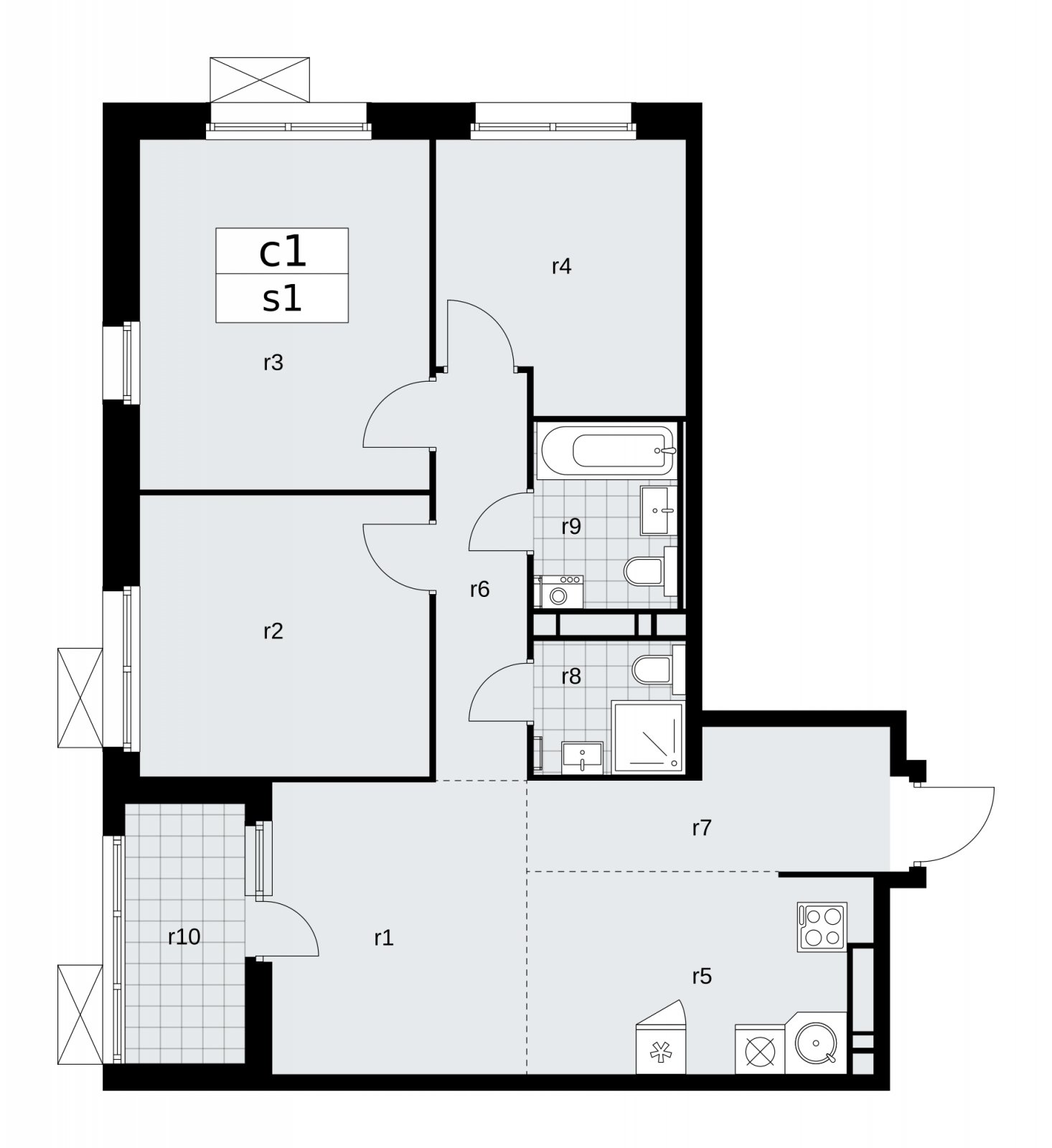 4-комнатная квартира (евро) с частичной отделкой, 78.1 м2, 13 этаж, сдача 2 квартал 2026 г., ЖК Скандинавия, корпус 25.3 - объявление 2283971 - фото №1