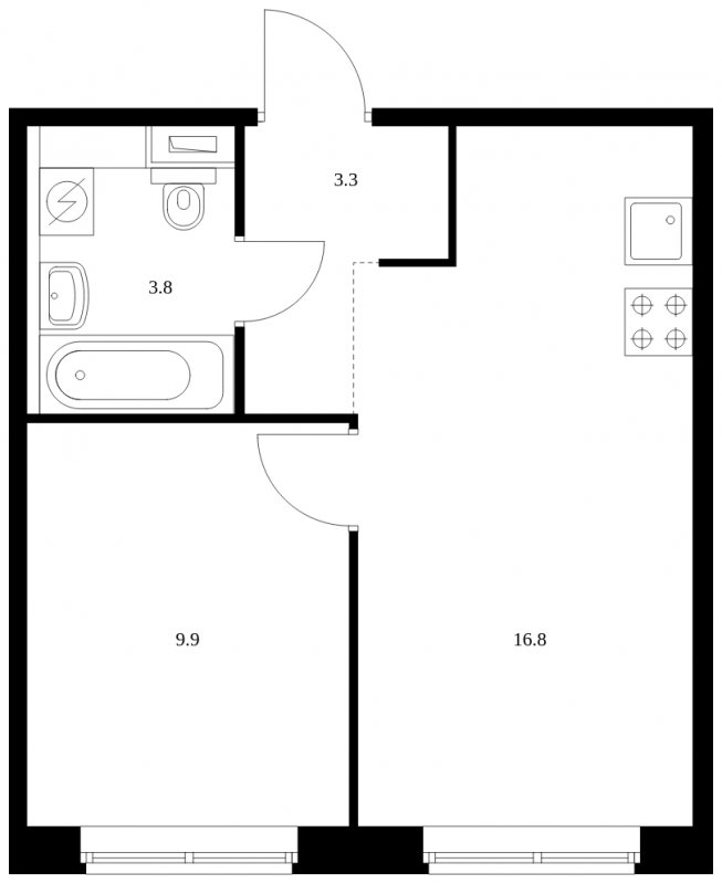 1-комнатная квартира с полной отделкой, 33.8 м2, 1 этаж, сдача 2 квартал 2023 г., ЖК Ильинские Луга, корпус 11 - объявление 1675987 - фото №1