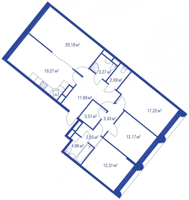 4-комнатная квартира без отделки, 112.24 м2, 9 этаж, сдача 4 квартал 2023 г., ЖК iLove, корпус 3 - объявление 1269017 - фото №1