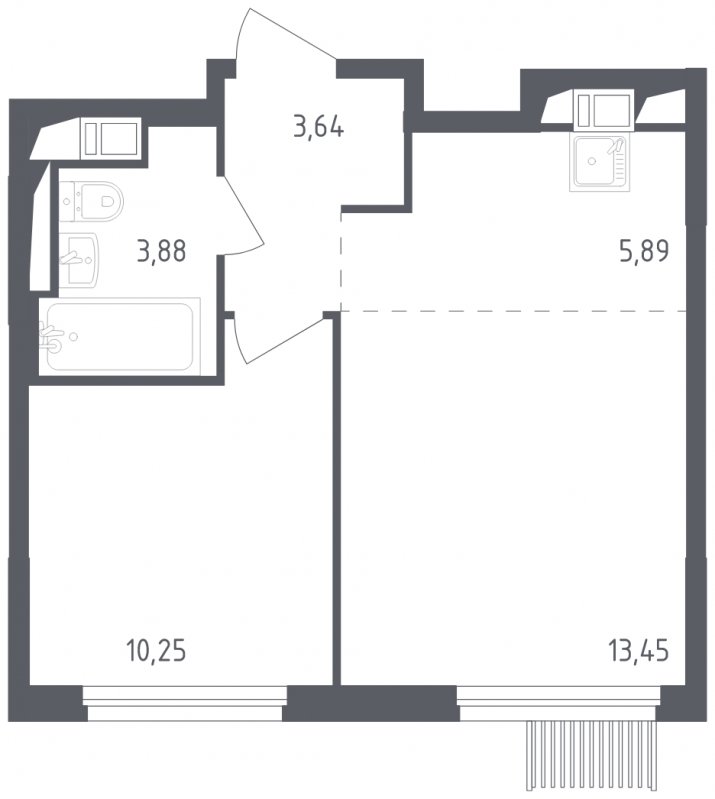 2-комнатная квартира с полной отделкой, 37.11 м2, 2 этаж, сдача 2 квартал 2023 г., ЖК Мытищи Парк, корпус 1 - объявление 1770555 - фото №1