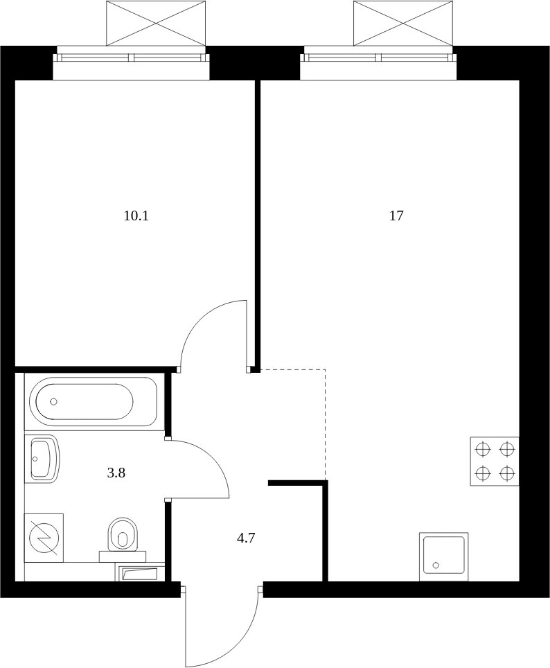 1-комнатная квартира с полной отделкой, 35.6 м2, 9 этаж, сдача 4 квартал 2023 г., ЖК Восточное Бутово, корпус 15 - объявление 1981149 - фото №1