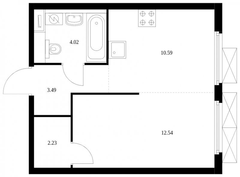 1-комнатная квартира с полной отделкой, 32.87 м2, 20 этаж, сдача 2 квартал 2024 г., ЖК Матвеевский Парк, корпус 2.1 - объявление 1609953 - фото №1