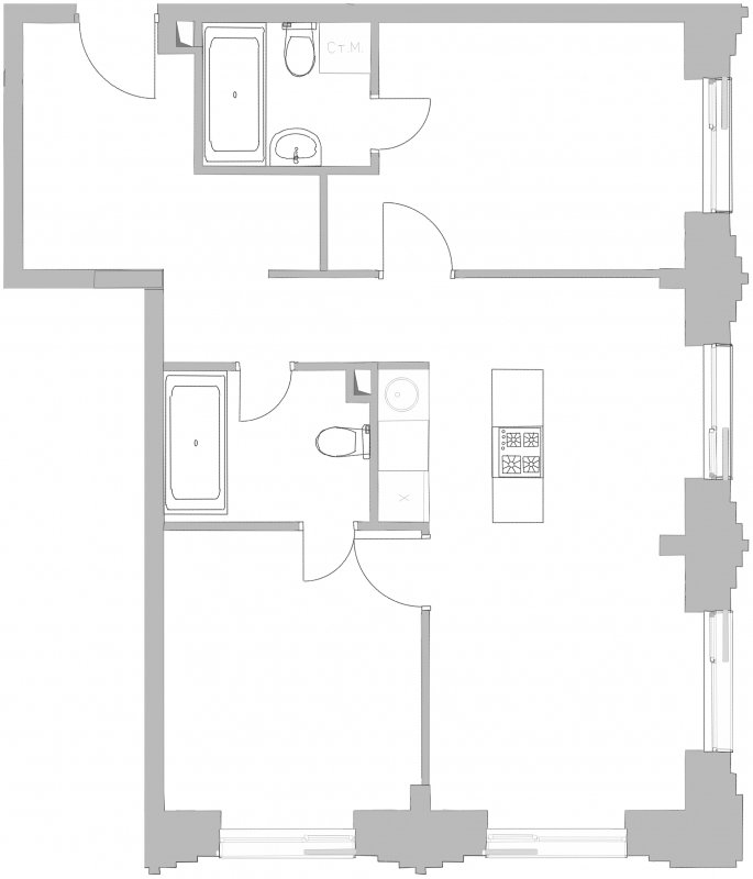 2-комнатная квартира с частичной отделкой, 61.6 м2, 3 этаж, сдача 4 квартал 2022 г., ЖК Kazakov Grand Loft, корпус 1 - объявление 1790415 - фото №1