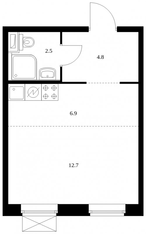 Студия с полной отделкой, 26.9 м2, 5 этаж, сдача 2 квартал 2023 г., ЖК Люблинский парк, корпус 9-10 - объявление 1522637 - фото №1
