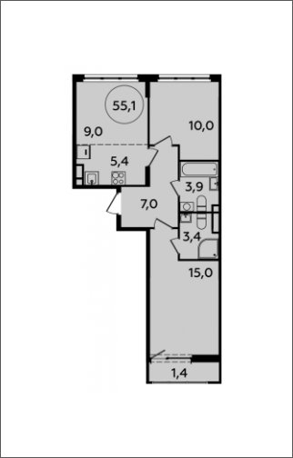 3-комнатная квартира (евро) с полной отделкой, 55.1 м2, 9 этаж, сдача 2 квартал 2024 г., ЖК Испанские кварталы, корпус 8.2 - объявление 1633644 - фото №1