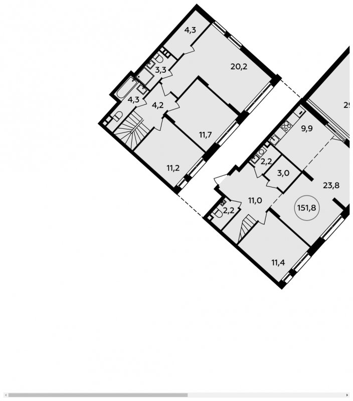 5-комнатная квартира (евро) без отделки, 151.8 м2, 2 этаж, сдача 3 квартал 2023 г., ЖК Прокшино, корпус 4.5 - объявление 1503416 - фото №1