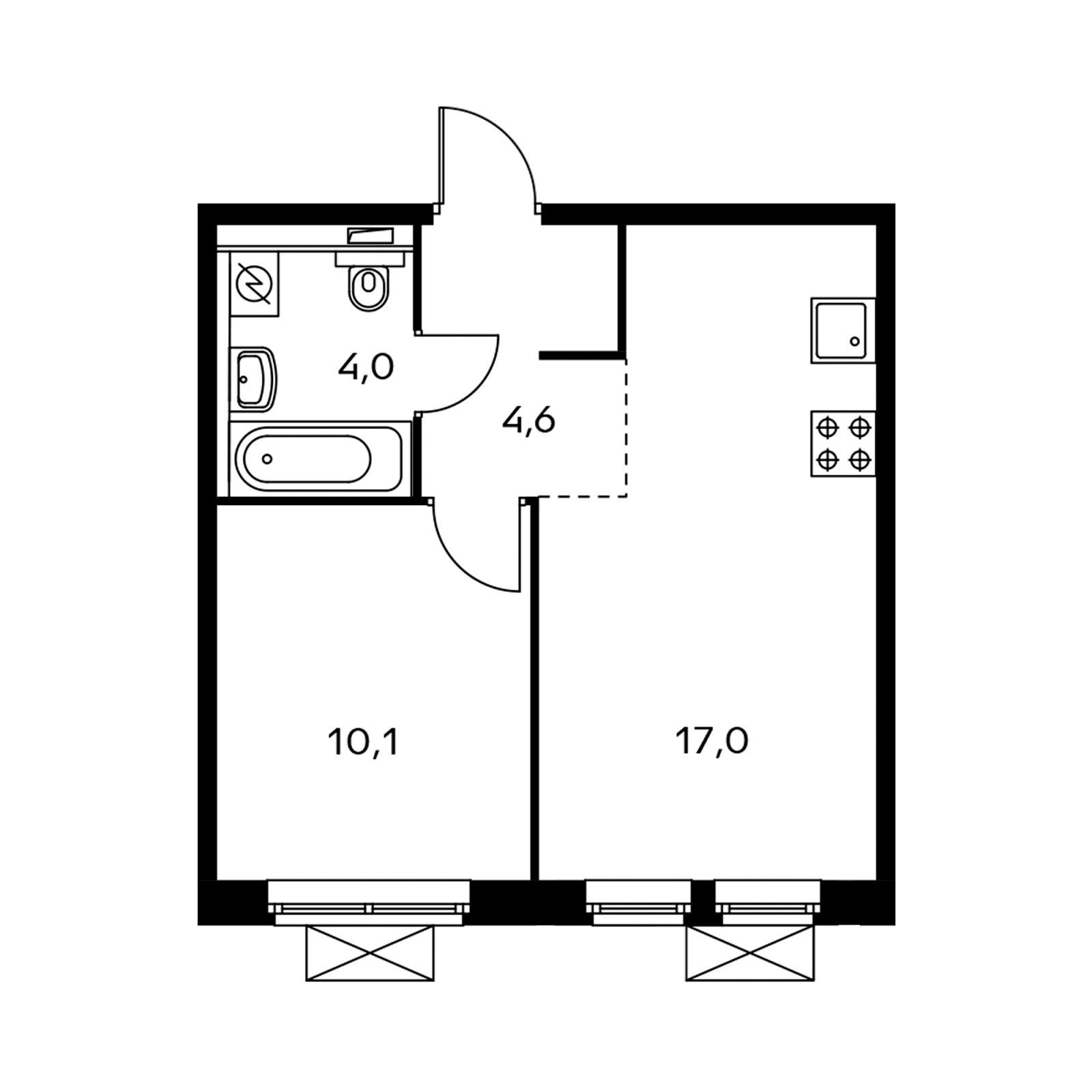 1-комнатная квартира с полной отделкой, 35.2 м2, 14 этаж, дом сдан, ЖК Мякинино парк, корпус 2.1 - объявление 2249475 - фото №1