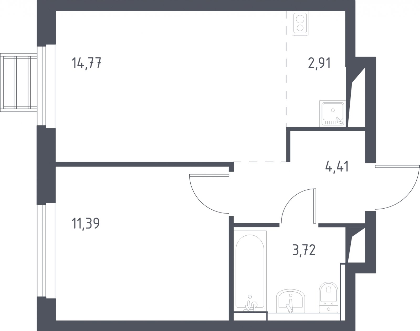 2-комнатная квартира с полной отделкой, 37.2 м2, 2 этаж, дом сдан, ЖК Пригород Лесное, корпус 6 - объявление 2006439 - фото №1