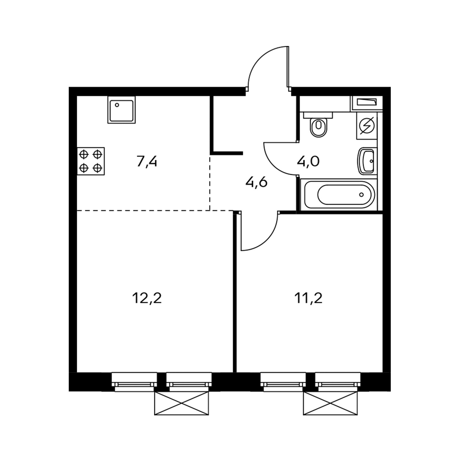 2-комнатная квартира с полной отделкой, 39 м2, 11 этаж, дом сдан, ЖК Мякинино парк, корпус 2.2 - объявление 2233436 - фото №1