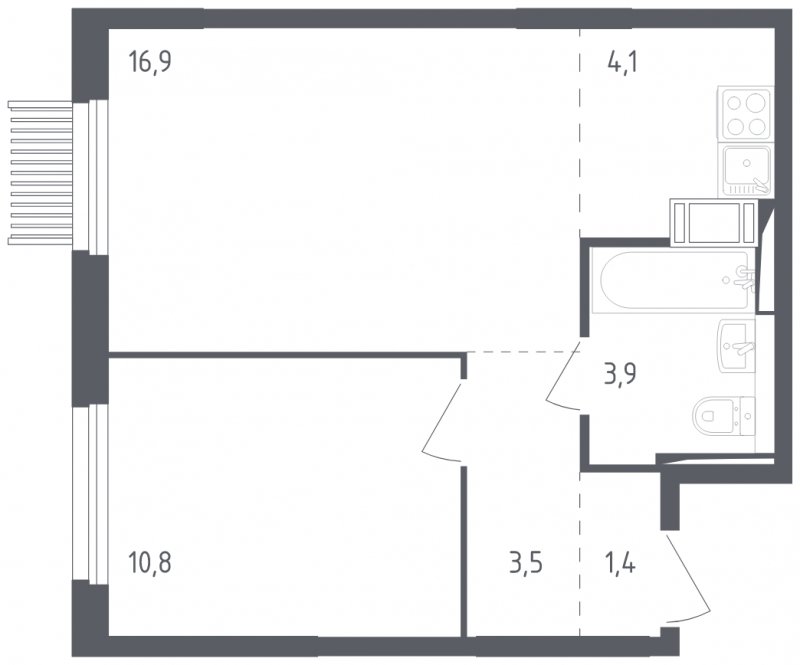 2-комнатная квартира с полной отделкой, 40.6 м2, 13 этаж, сдача 2 квартал 2025 г., ЖК Мытищи Парк, корпус 4 - объявление 1823530 - фото №1