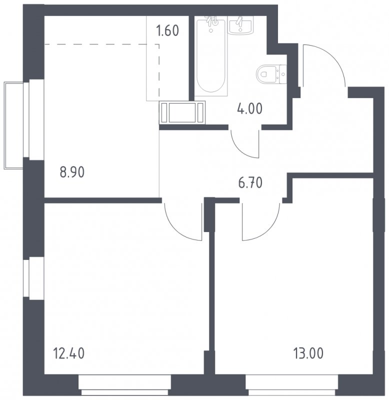 2-комнатная квартира с полной отделкой, 46.6 м2, 3 этаж, дом сдан, ЖК Алхимово, корпус 3.2 - объявление 1880359 - фото №1