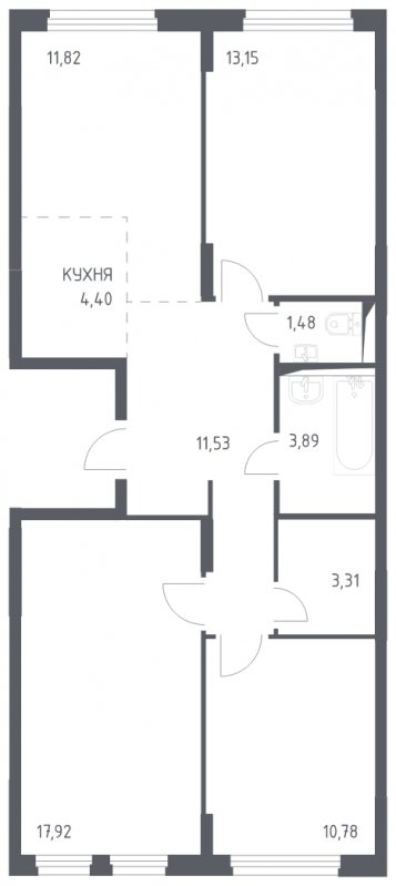 4-комнатная квартира с полной отделкой, 78.28 м2, 14 этаж, сдача 4 квартал 2023 г., ЖК Остафьево, корпус 11.2 - объявление 1744644 - фото №1