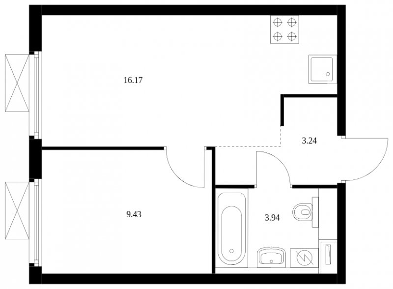 1-комнатная квартира с полной отделкой, 32.78 м2, 17 этаж, сдача 2 квартал 2024 г., ЖК Матвеевский Парк, корпус 1.4 - объявление 1609875 - фото №1
