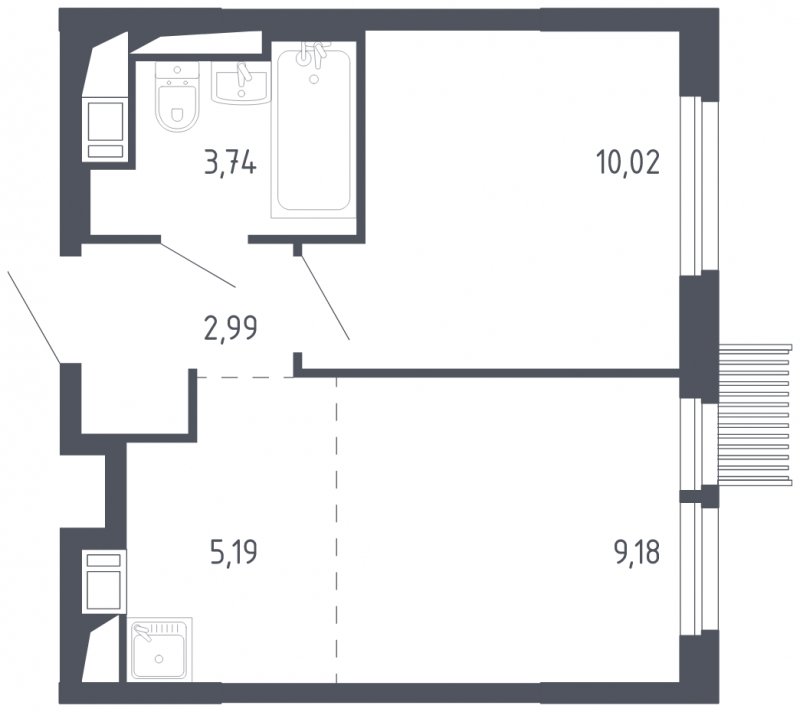 2-комнатная квартира с полной отделкой, 31.12 м2, 17 этаж, сдача 3 квартал 2023 г., ЖК Мытищи Парк, корпус 2 - объявление 1568744 - фото №1