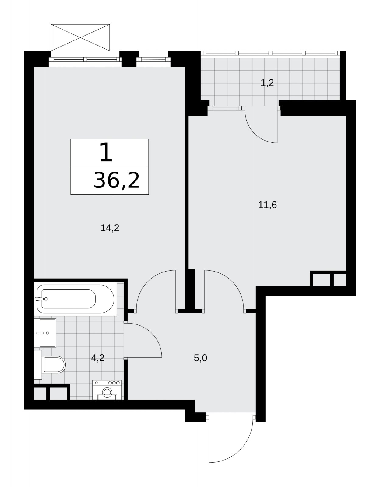 1-комнатная квартира с полной отделкой, 36.2 м2, 7 этаж, сдача 2 квартал 2026 г., ЖК Деснаречье, корпус 4.8 - объявление 2265189 - фото №1