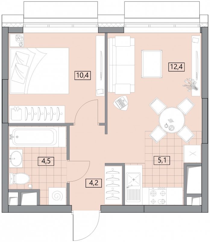 2-комнатная квартира (евро) без отделки, 36.57 м2, 8 этаж, сдача 2 квартал 2022 г., ЖК Вестердам, корпус 3 - объявление 1569338 - фото №1