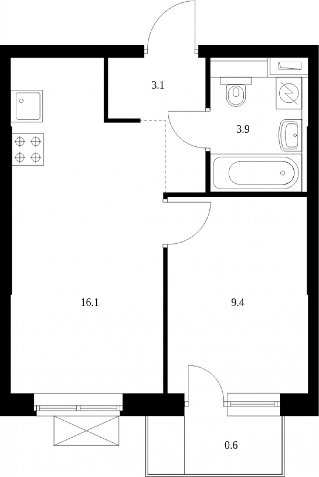1-комнатная квартира с полной отделкой, 33.1 м2, 14 этаж, сдача 2 квартал 2025 г., ЖК Саларьево Парк, корпус 56.1 - объявление 2022195 - фото №1