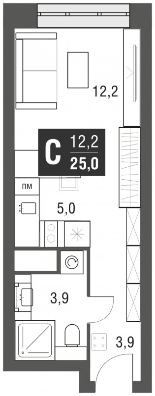 Студия с полной отделкой, 25 м2, 16 этаж, сдача 2 квартал 2024 г., ЖК AFI Tower, корпус 1 - объявление 1930902 - фото №1