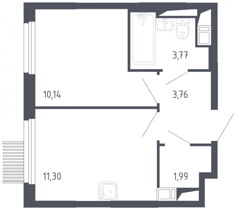 1-комнатная квартира с полной отделкой, 30.96 м2, 14 этаж, сдача 3 квартал 2023 г., ЖК Мытищи Парк, корпус 2 - объявление 1585930 - фото №1