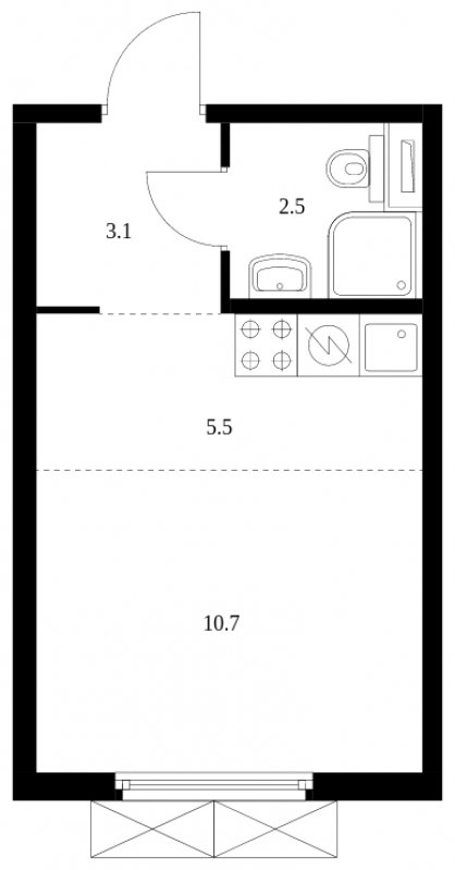 Студия с полной отделкой, 21.8 м2, 14 этаж, сдача 2 квартал 2024 г., ЖК Академика Павлова, корпус 56 - объявление 1766947 - фото №1