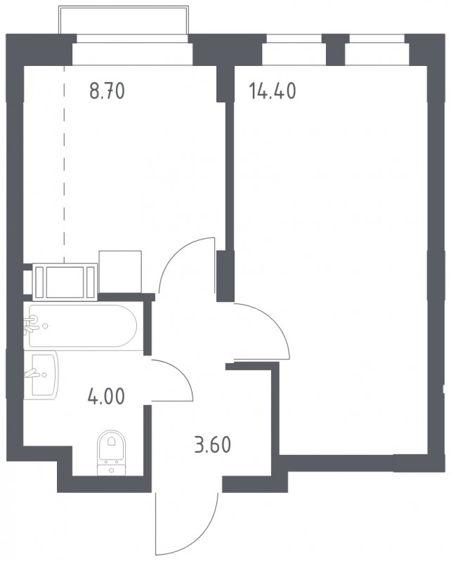 1-комнатная квартира с полной отделкой, 30.7 м2, 16 этаж, сдача 1 квартал 2023 г., ЖК Алхимово, корпус 3.1 - объявление 1456995 - фото №1