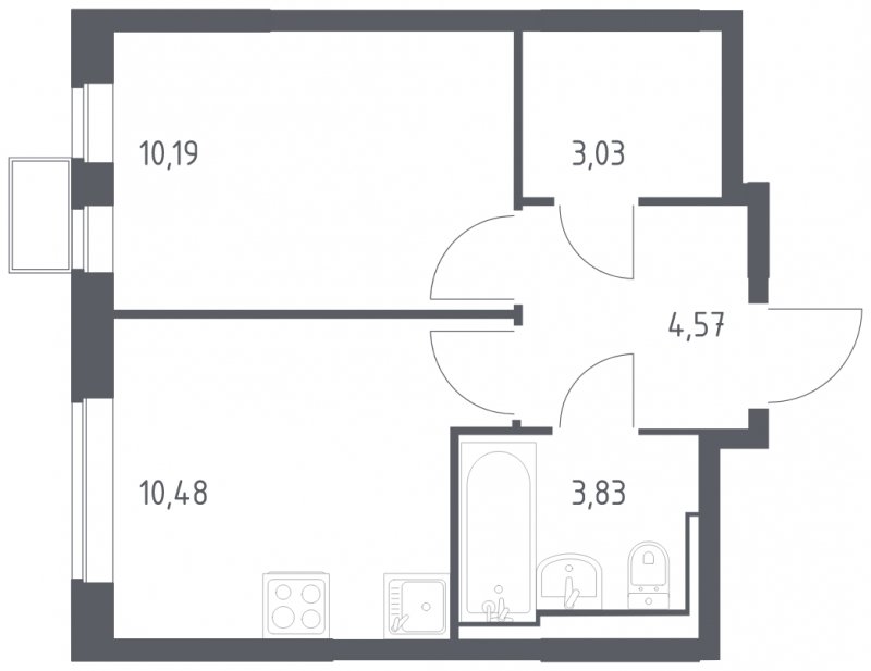 1-комнатная квартира с полной отделкой, 32.1 м2, 2 этаж, сдача 4 квартал 2024 г., ЖК Остафьево, корпус 15 - объявление 1848584 - фото №1