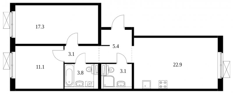 2-комнатная квартира с полной отделкой, 66.7 м2, 2 этаж, сдача 3 квартал 2023 г., ЖК Середневский лес, корпус 1.2 - объявление 1714267 - фото №1