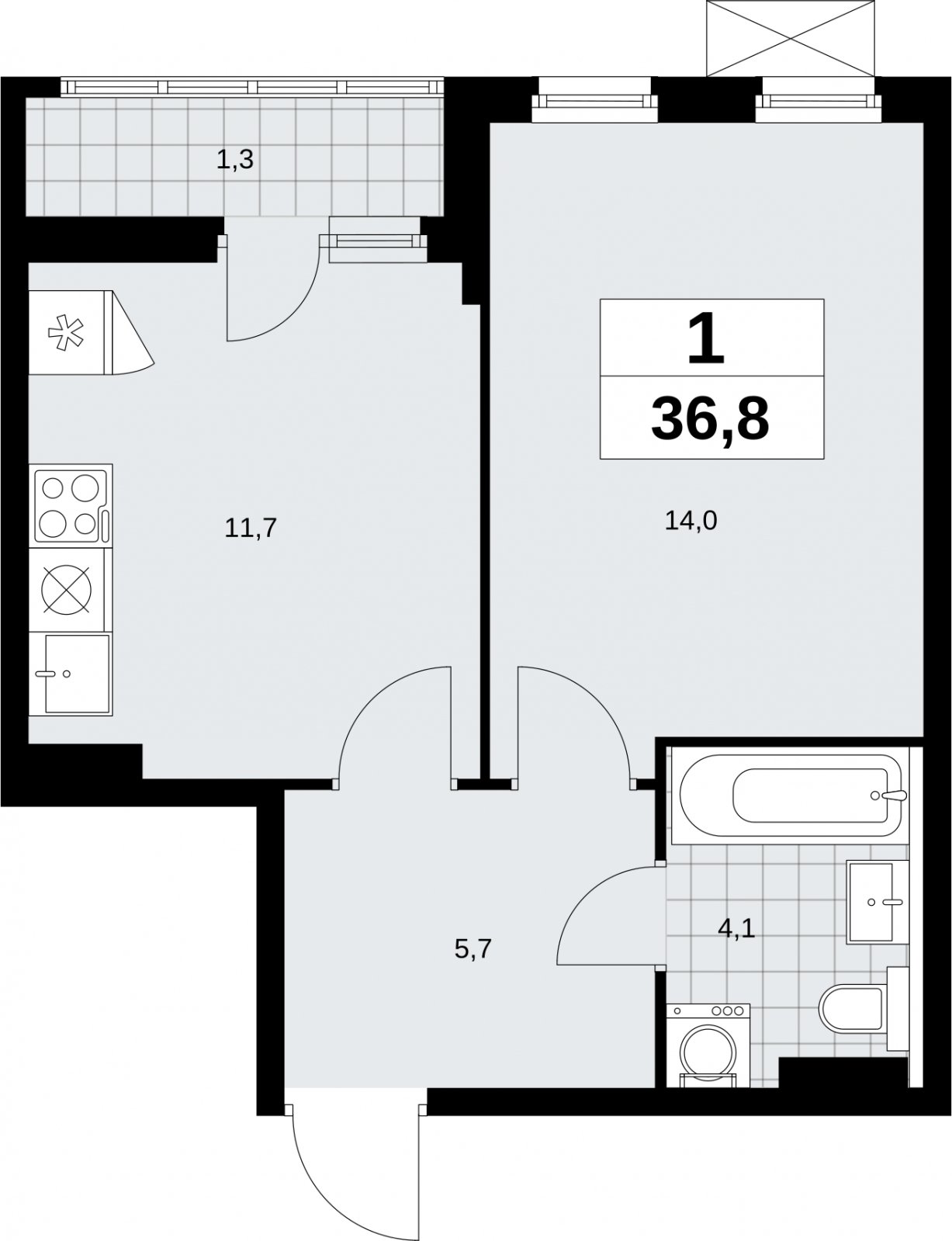 1-комнатная квартира с полной отделкой, 36.8 м2, 3 этаж, сдача 3 квартал 2026 г., ЖК Дзен-кварталы, корпус 6.1.3 - объявление 2327971 - фото №1