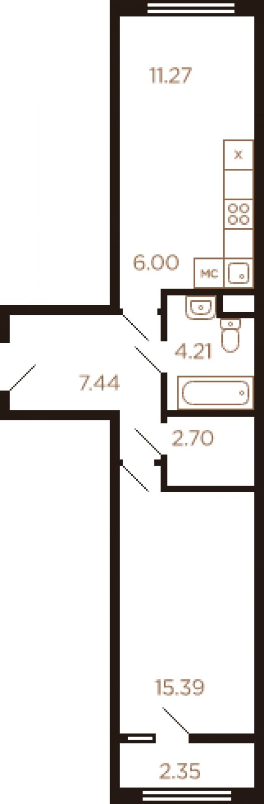 2-комнатная квартира без отделки, 49 м2, 7 этаж, дом сдан, ЖК Миниполис Рафинад, корпус 8 - объявление 2033239 - фото №1
