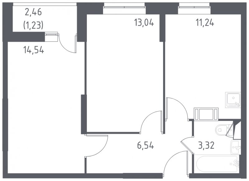 2-комнатная квартира с полной отделкой, 49.4 м2, 15 этаж, сдача 3 квартал 2022 г., ЖК Пригород Лесное, корпус 61 - объявление 1762959 - фото №1