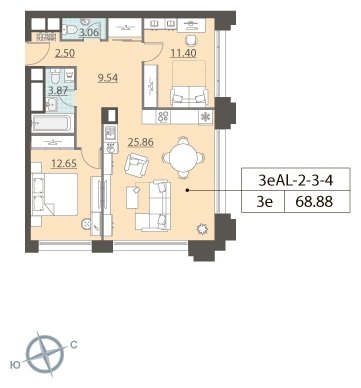 2-комнатная квартира 63.3 м2, 15 этаж, дом сдан, ЖК ЗИЛАРТ, корпус ZILART DIAMOND - объявление 1943867 - фото №1
