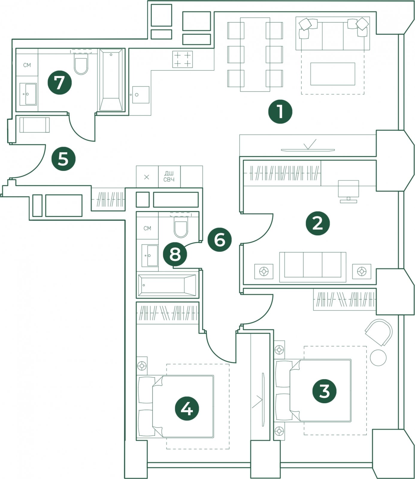 4-комнатная квартира (евро) с полной отделкой, 90.84 м2, 11 этаж, дом сдан, ЖК Эко-квартал VERY, корпус 2 - объявление 2240181 - фото №1