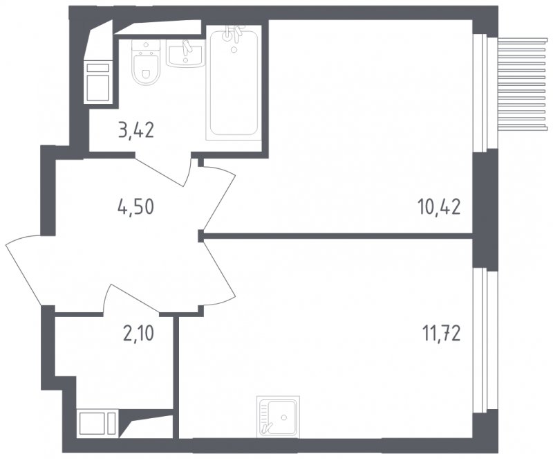 1-комнатная квартира с полной отделкой, 32.16 м2, 11 этаж, сдача 2 квартал 2023 г., ЖК Мытищи Парк, корпус 1 - объявление 1462945 - фото №1