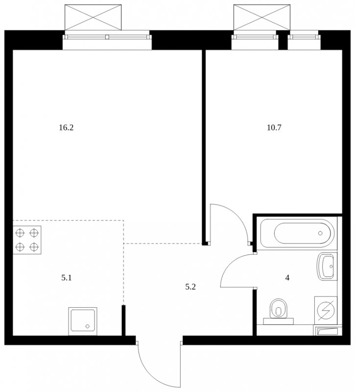 2-комнатная квартира с полной отделкой, 40.7 м2, 25 этаж, сдача 1 квартал 2023 г., ЖК Люберецкий, корпус 16 - объявление 1861163 - фото №1