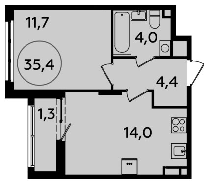 1-комнатная квартира с полной отделкой, 35.4 м2, 5 этаж, сдача 2 квартал 2024 г., ЖК Испанские кварталы, корпус 8.2 - объявление 1633688 - фото №1