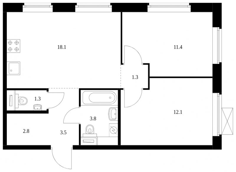 2-комнатная квартира с полной отделкой, 54.3 м2, 9 этаж, сдача 4 квартал 2023 г., ЖК Большая Академическая 85, корпус 2.1 - объявление 1653574 - фото №1