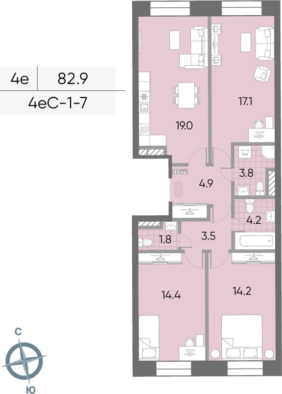 3-комнатная квартира 87.8 м2, 7 этаж, дом сдан, ЖК ЗИЛАРТ, корпус 16 - объявление 2301193 - фото №1