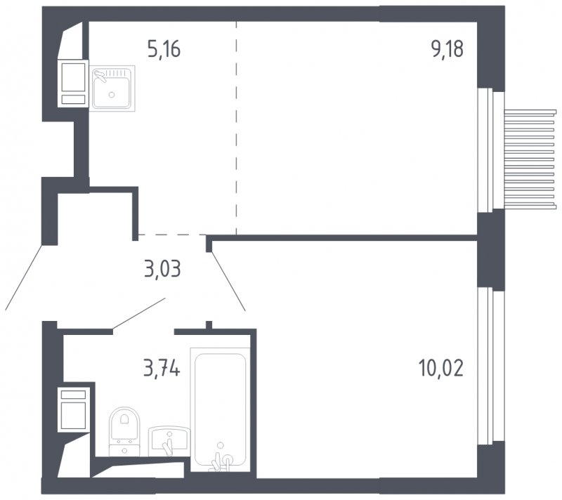 2-комнатная квартира с полной отделкой, 31.13 м2, 15 этаж, сдача 3 квартал 2023 г., ЖК Мытищи Парк, корпус 2 - объявление 1691653 - фото №1