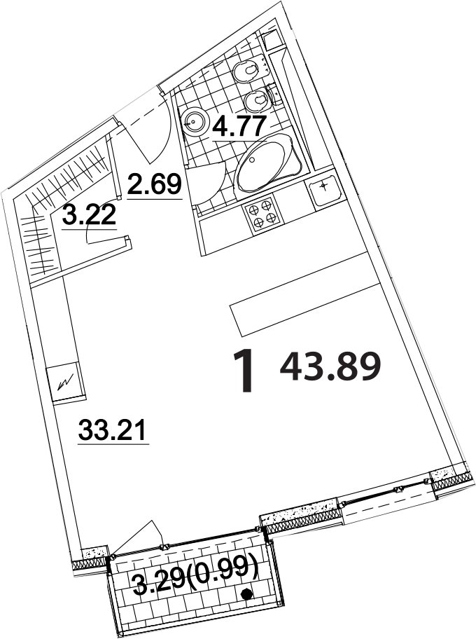 1-комнатная квартира 47.8 м2, 6 этаж, дом сдан, ЖК Апарт-комплекс Nakhimov, корпус 3 - объявление 2063902 - фото №1
