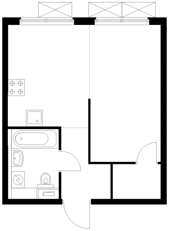 1-комнатная квартира с полной отделкой, 32.64 м2, 2 этаж, сдача 4 квартал 2024 г., ЖК Матвеевский Парк, корпус 1.2 - объявление 1793308 - фото №1