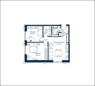 2-комнатная квартира с частичной отделкой, 62.3 м2, 45 этаж, сдача 2 квартал 2024 г., ЖК City Bay, корпус Indian Ocean 6 - объявление 1933046 - фото №1