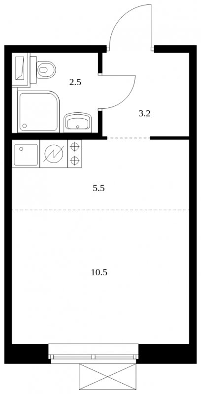 Студия с полной отделкой, 21.7 м2, 9 этаж, сдача 3 квартал 2023 г., ЖК Ильинские Луга, корпус 13 - объявление 1675955 - фото №1