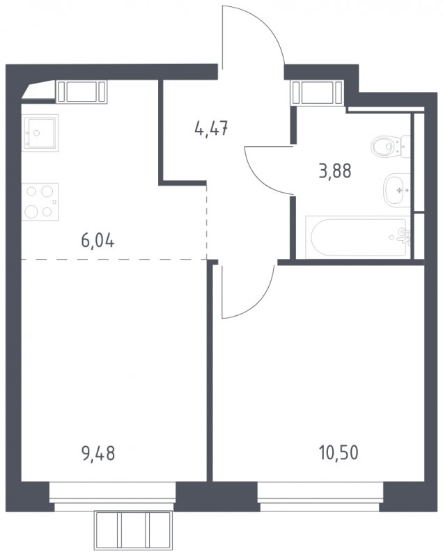2-комнатная квартира (евро) с полной отделкой, 34.37 м2, 13 этаж, сдача 1 квартал 2025 г., ЖК Алхимово, корпус 9 - объявление 1906422 - фото №1