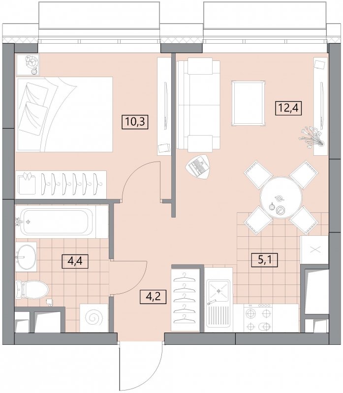 2-комнатная квартира (евро) без отделки, 36.43 м2, 3 этаж, сдача 2 квартал 2022 г., ЖК Вестердам, корпус 3 - объявление 1522177 - фото №1