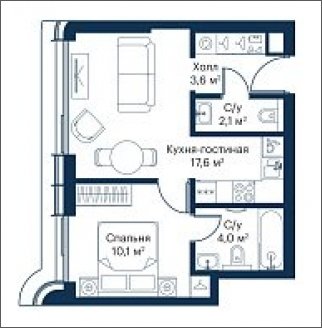 1-комнатная квартира с частичной отделкой, 37.4 м2, 30 этаж, сдача 4 квартал 2023 г., ЖК City Bay, корпус Atlantic Ocean 1 - объявление 1934682 - фото №1