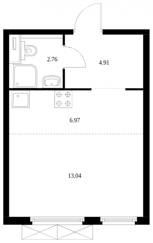 Студия с полной отделкой, 27.87 м2, 3 этаж, сдача 2 квартал 2024 г., ЖК Матвеевский Парк, корпус 1.4 - объявление 1647352 - фото №1