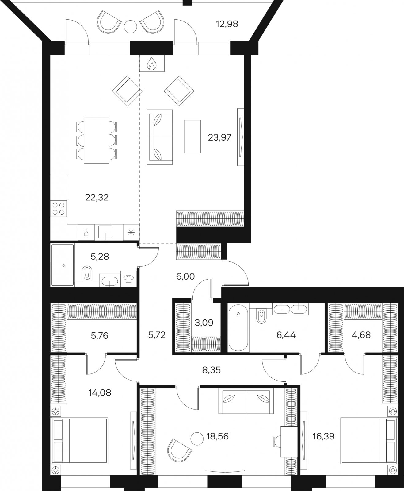 4-комнатная квартира без отделки, 142.44 м2, 20 этаж, сдача 4 квартал 2024 г., ЖК FØRST, корпус 2 - объявление 2309735 - фото №1